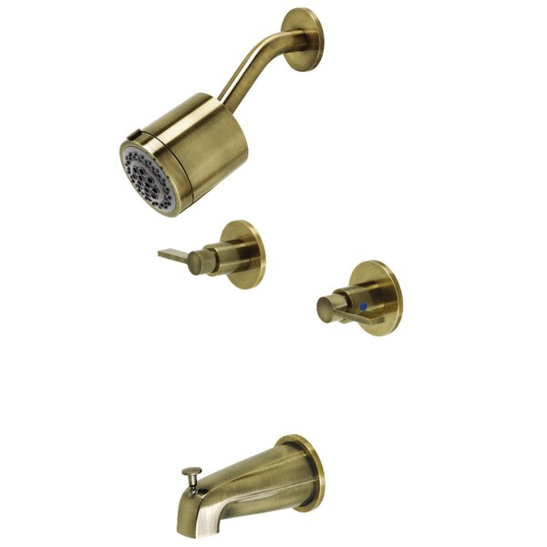 Tub and Shower Faucet, Antique Brass, Wall Mount